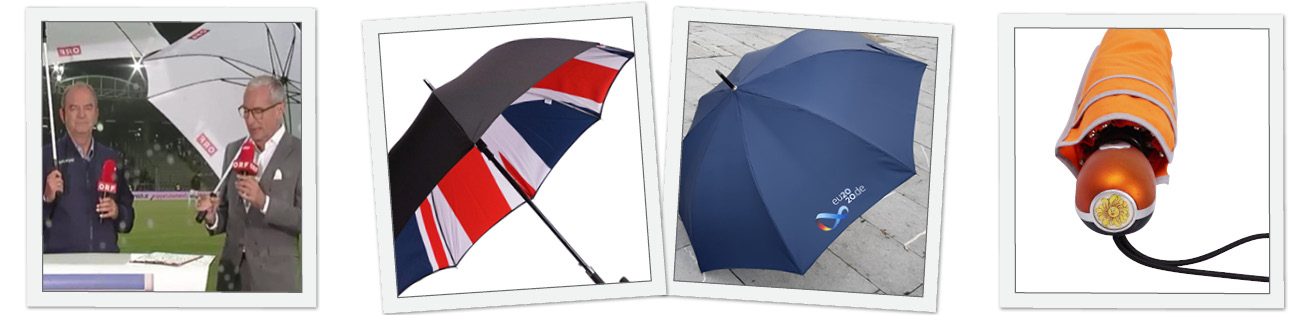 Beispiele bedruckter Schirme von Schirmmacher